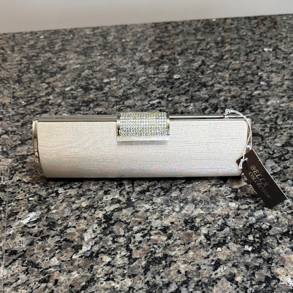 Elegant Silver Clutch with Crystal Accent